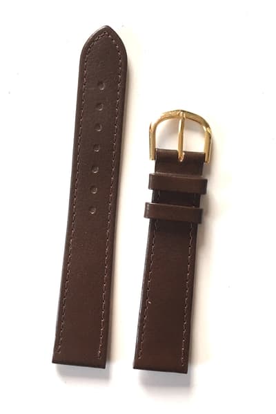 Klockarmband Brunt Läder 20mm | Guldspänne