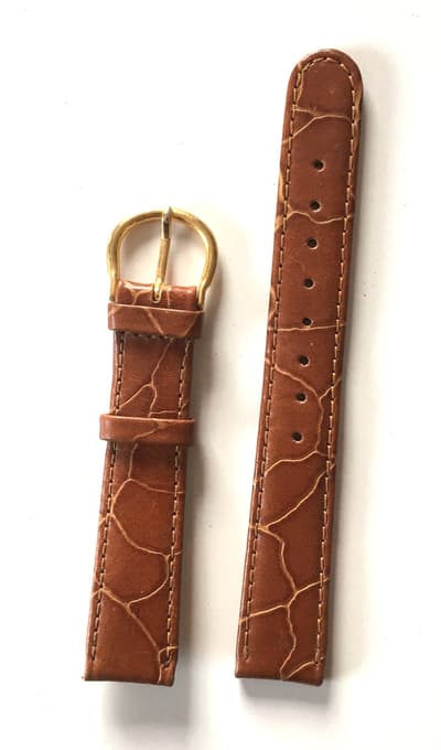 Klockarmband Brun Crocko Läder 16mm | Guldspänne