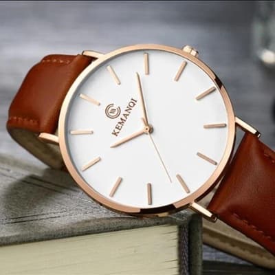 Quartz Klocka / Armbandsur - Roséguld/Brun