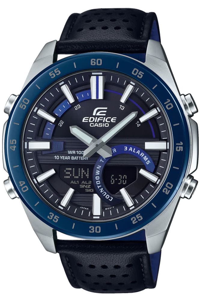 Casio Edifice Watch ERA-120BL-2AVEF - Leather Gents Quartz Analogue - Digital