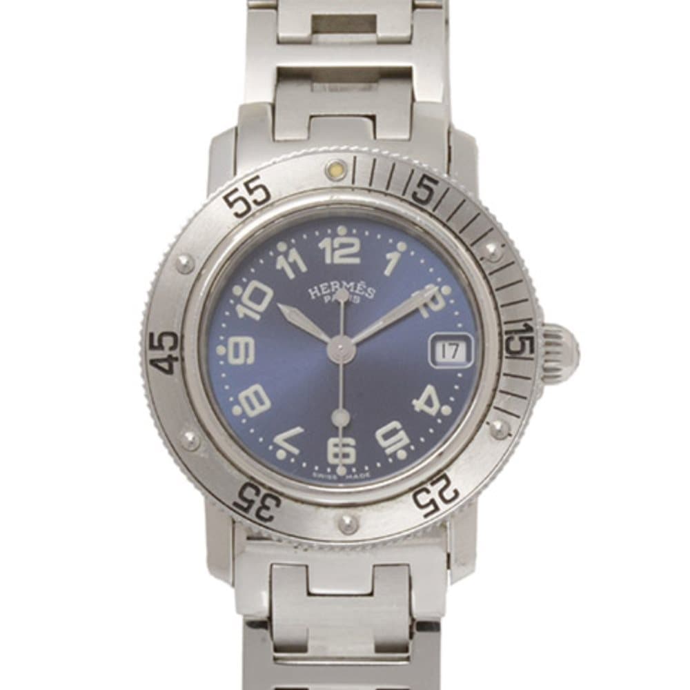 Pre-owned Hermes Clipper Diver Watch Silver