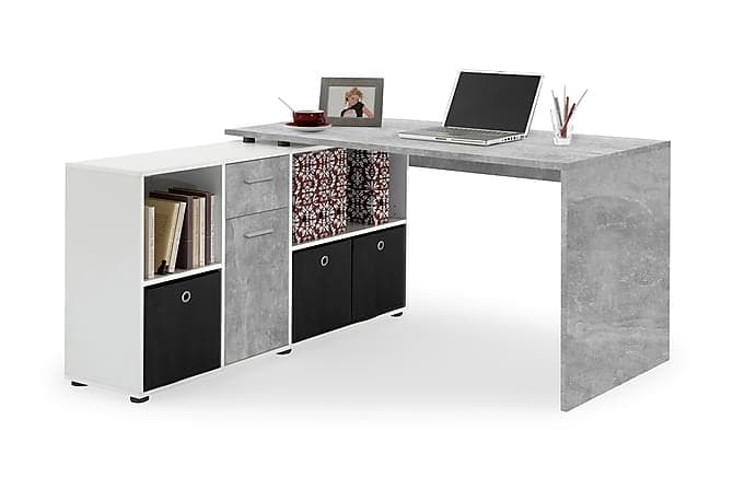 ALESIA Skrivebord 136 med Justerbar Hylle Betong