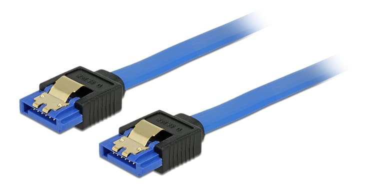 DeLOCK SATA-kabel, raka kontakter, SATA 6Gb/s. 0,2m, blå