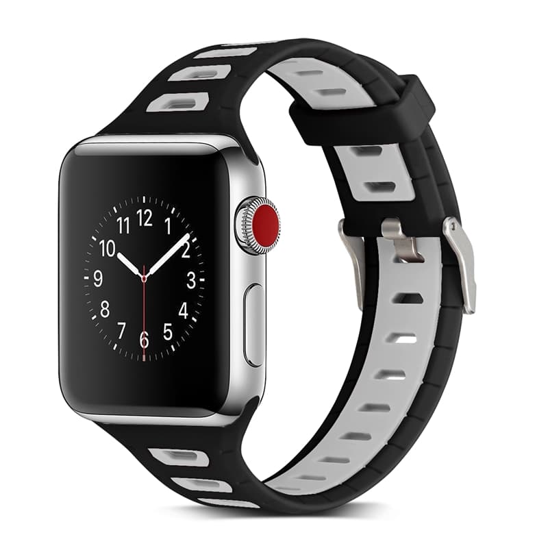 Silikon Klockarmband Apple Watch, 42mm, Svart, Grå