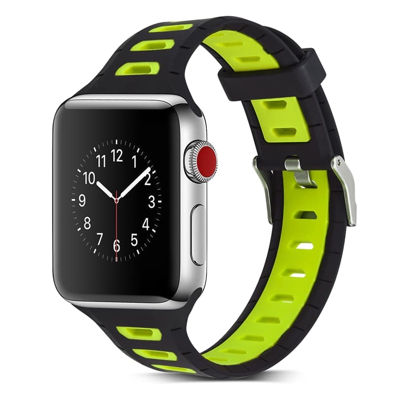 Silikon Klockarmband Apple Watch, 42mm, Svart, Gul