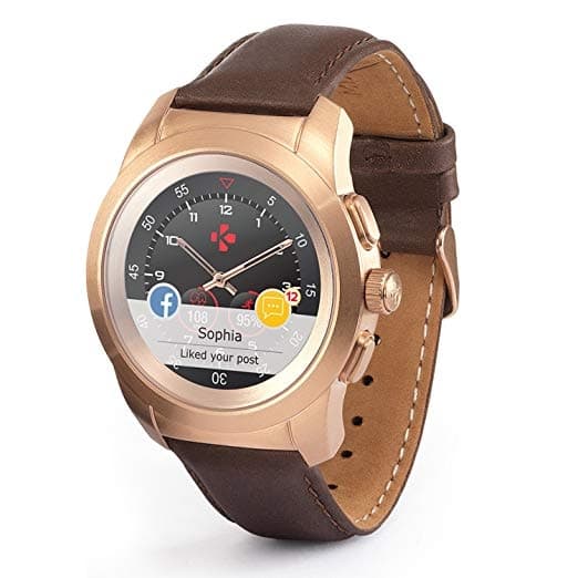 MyKronoz ZeTime 39mm Hybrid Smartwatch /w Vintage Leather band Gold/Brown
