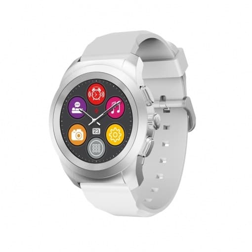 MyKronoz ZeTime 44mm Hybrid Smartwatch /w Silicone band Silver/White