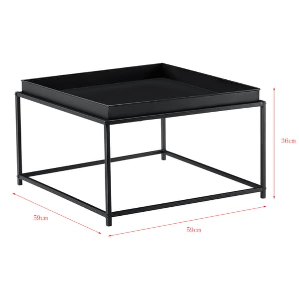 Soffbord Teltow-brickbord-36x59x59cm-metall-svart matt-reptålig [en.casa]®