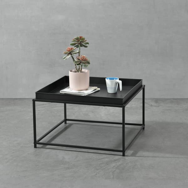 Soffbord Teltow-brickbord-36x59x59cm-metall-svart matt-reptålig [en.casa]®