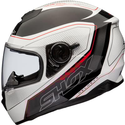SHOX ALT TRACER SOLVISIR WHITE-BLACK-RED mc Hjälm