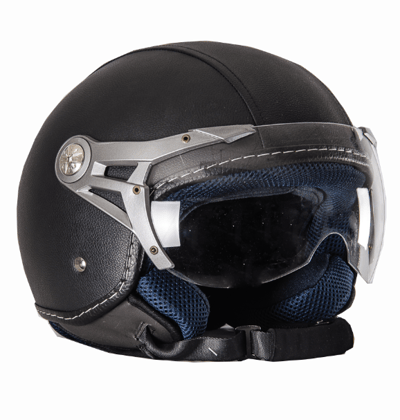 H730-5 PU Leather Jet mc Hjälm