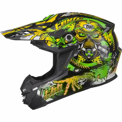 THH TX-15 #2 Black/Yellow/Green cross Hjälm