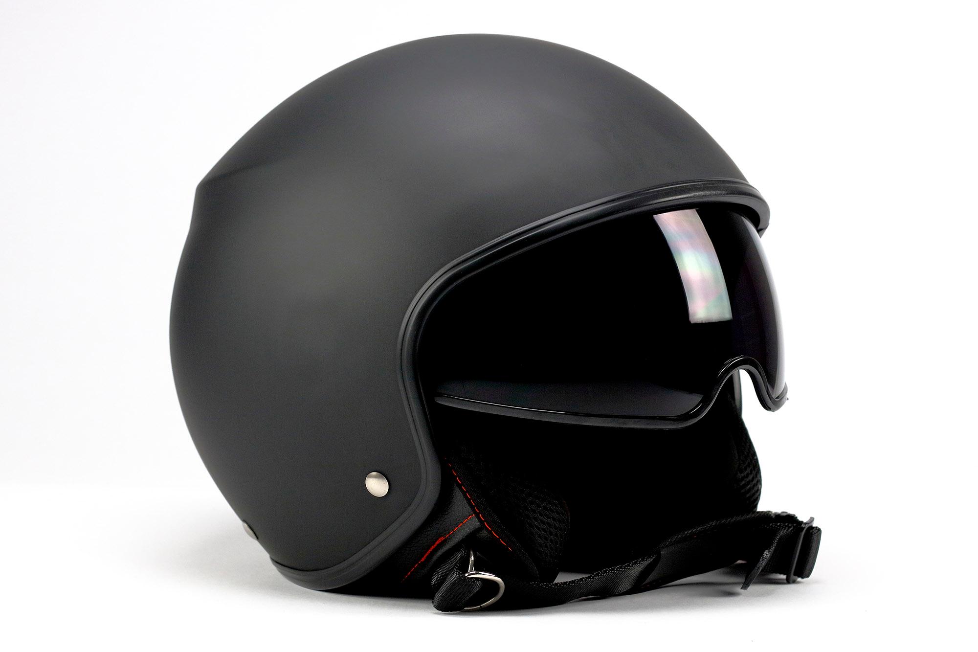 BNO JET 5 MATTBLACK SOLVISIR JET MC HJELM