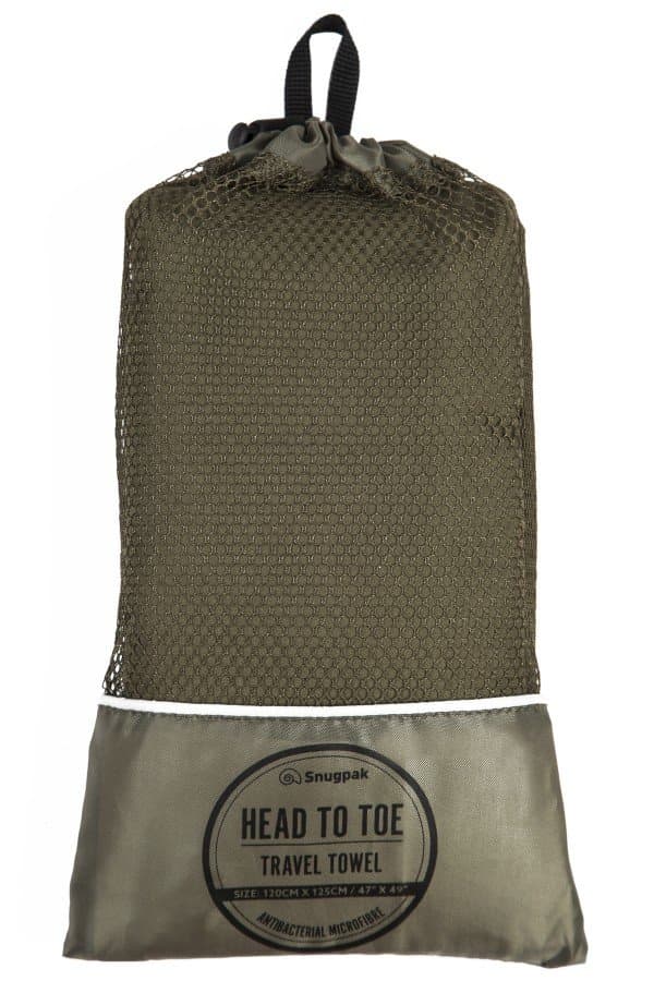 SNUGPAK TRAVEL TOWEL HEAD TO TOE OLIVE (Large), handduk outdoor antibakteriell