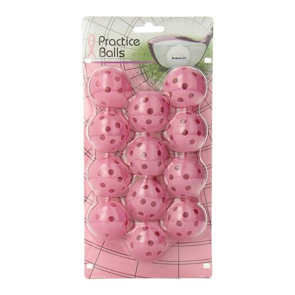Intech Golf Practice Balls with Holes, 12 Pack (Pink)