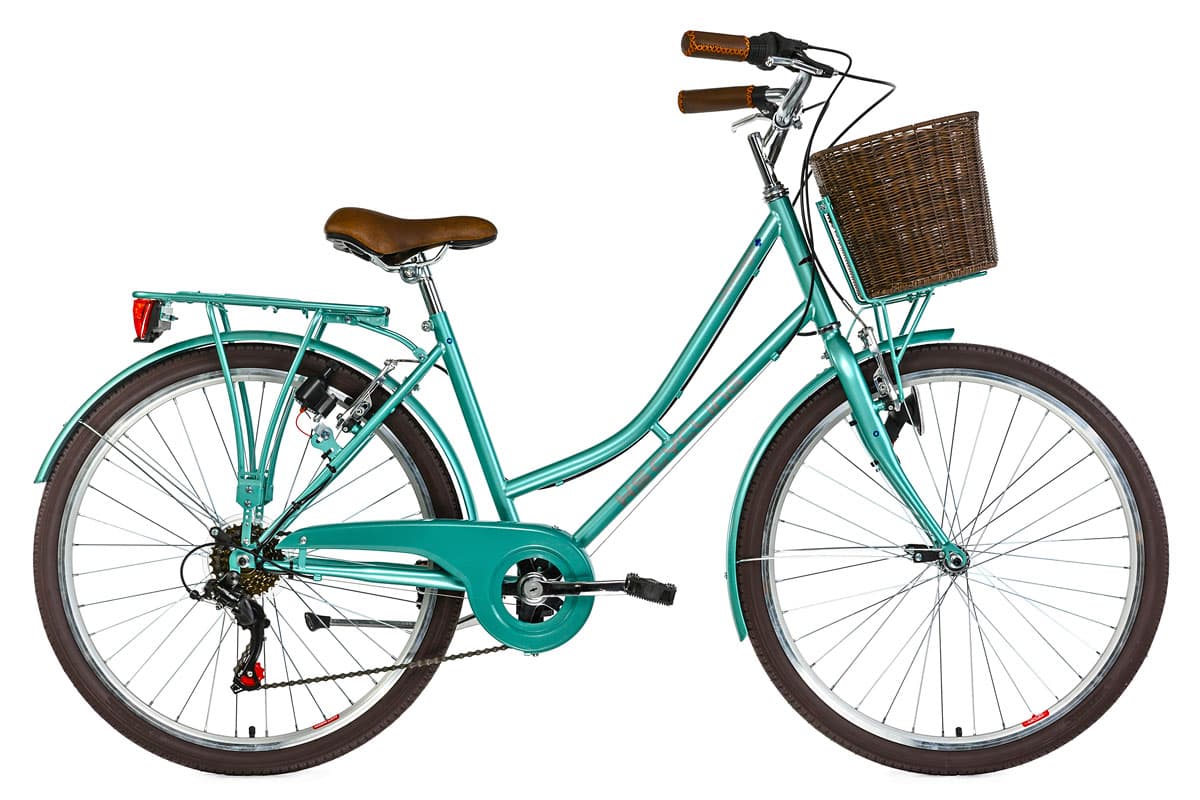 26" Ladies' Town Bike "STOWAGE" With Basket 6 Speed Green KS Cycling