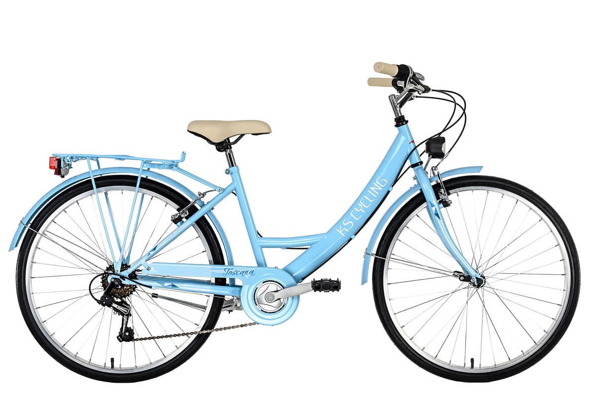 26" Ladies' City Bike "TOSCANA" 6 Gear Light Blue KS Cycling