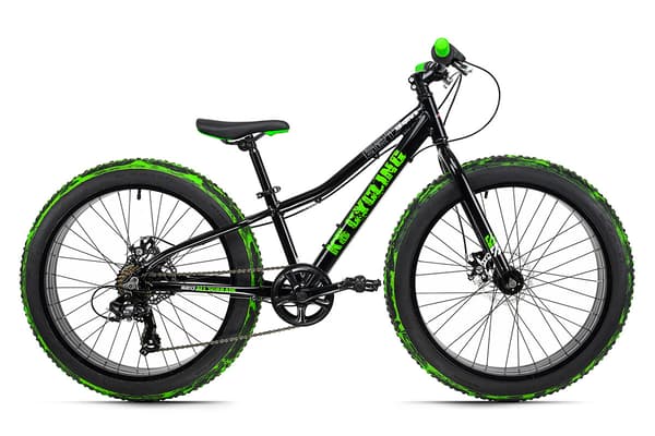 24" Hardtail Mountain Bike Fat Bike "CRUSHER 6217" Black-Green KS Cycling