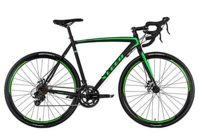 28'' Gravel Bike Racing Bike Aluminium "XCEED" Black/Green 14 Speed KS Cycling
