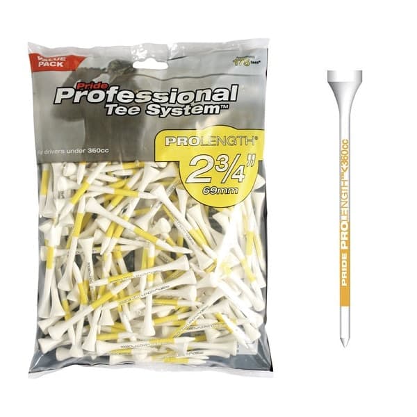 Pride Professional Tee System Golf Tees 2 3/4 (70 mm) White-175 Pack
