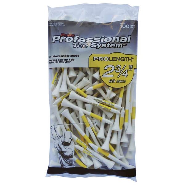 Pride Professional Tee System Golf Tees 2 3/4 (70 mm) White-100 Pack