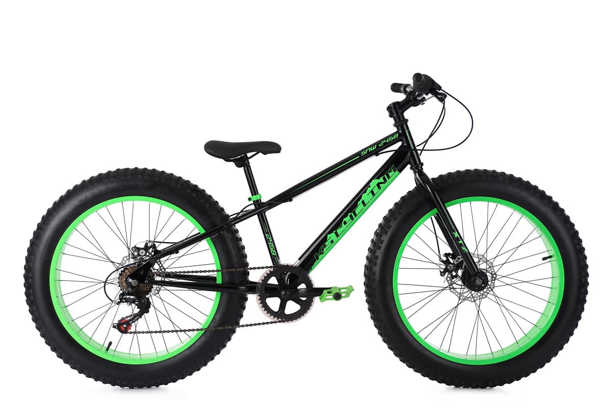 Mountain Bike 24" Fat Bike "SNW2458" Black-Green 6 Gears Frame 33 cm