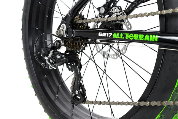 24" Hardtail Mountain Bike Fat Bike "CRUSHER 6217" Black-Green KS Cycling