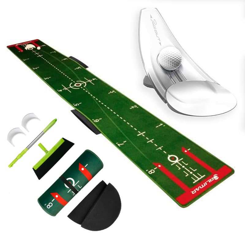 Puttout Trainer + Orlimar Golf Deluxe Putting Mat Package