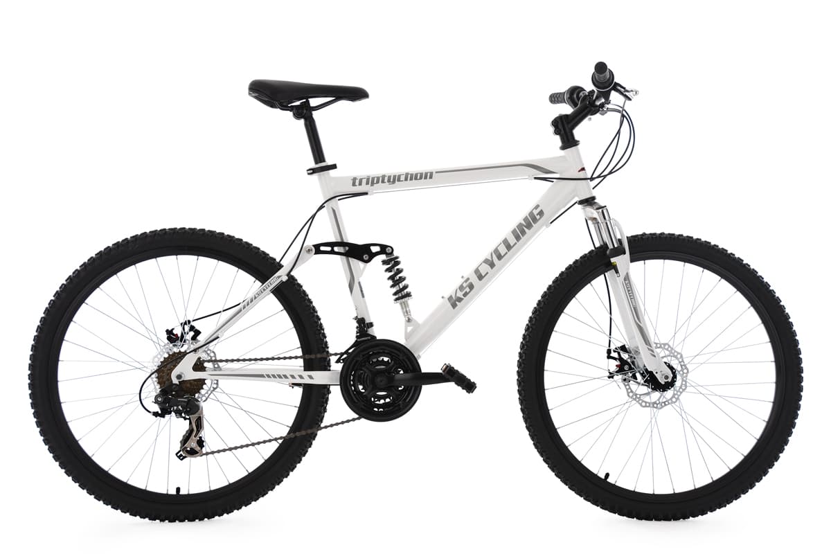 Full Suspension Mountain Bike 26" Tryptichon White 21 Gear KS Cycling