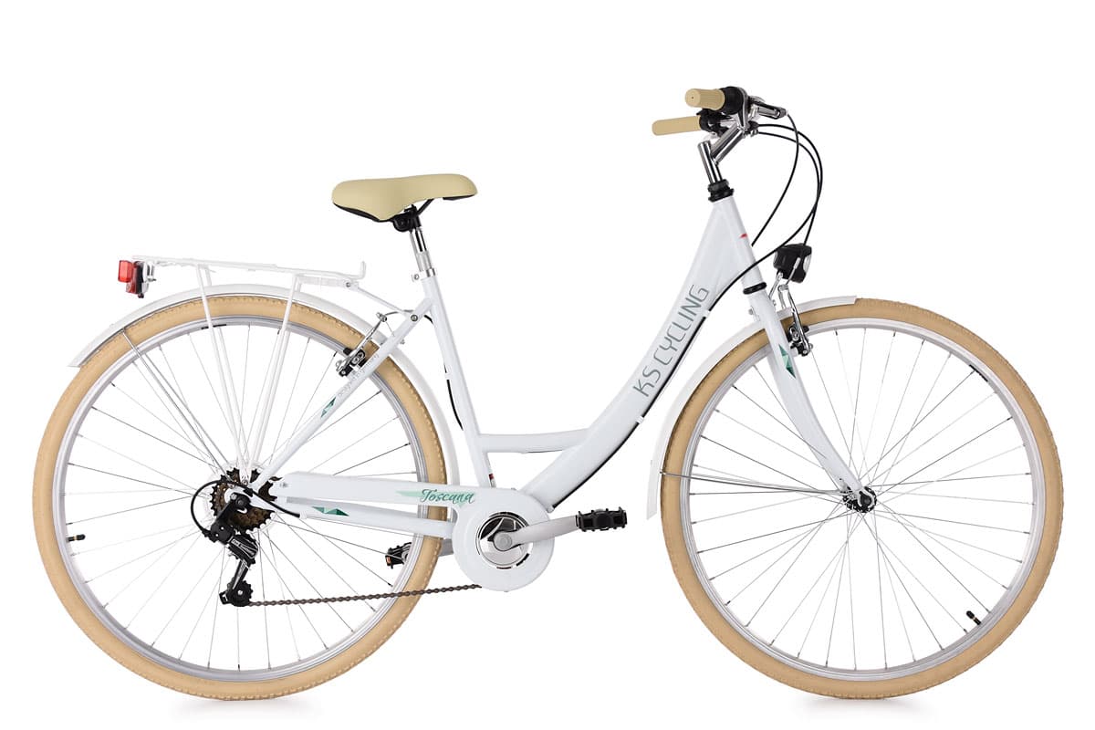 28" Ladies' City Bike "TOSCANA" 6 Gear White KS Cycling