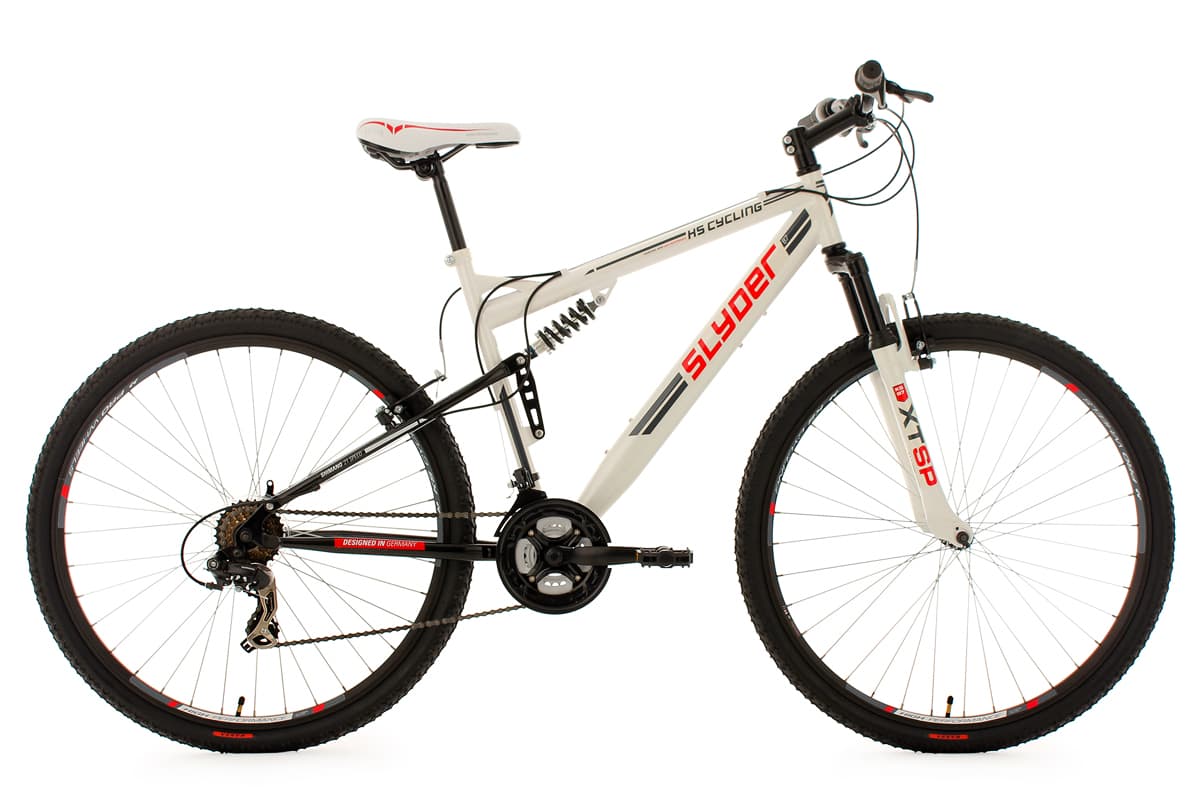 Full Suspension Mountain Bike 29" Slyder White-Red 21 Gear KS Cycling