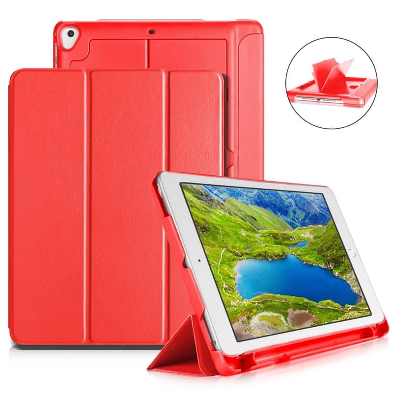 Fordral med förvaring, USB kabel Apple iPad 9.7" 2017, 2018, Röd