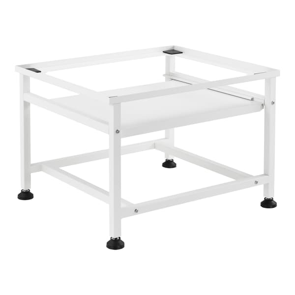 [en.casa]® Tvättmaskinstativ-Förhöjningssockel-med utdragbar hylla-63x54x41cm-pulverlackerat stål-vit-max.belastning:150kg