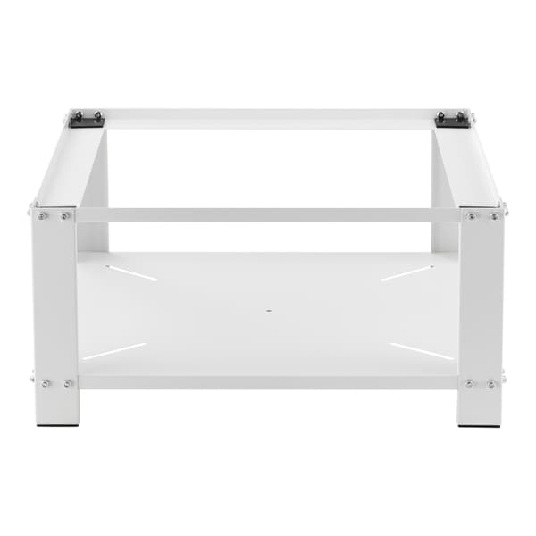 [en.casa]® Tvättmaskinsstativ-Förhöjningssockel-med hylla-63x54x31cm-pulverlackerat stål-vit-max. belastning:150 kg