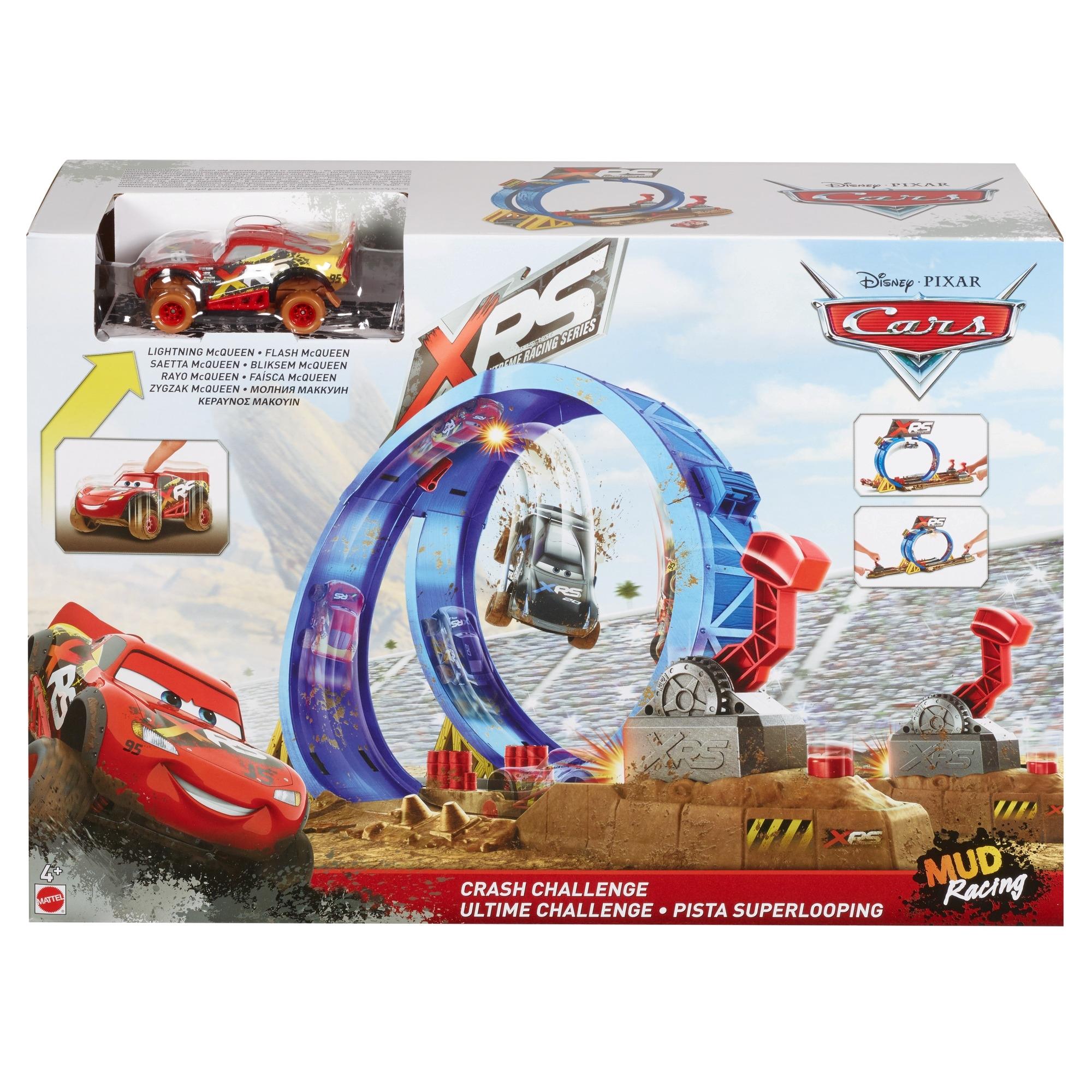 (99) Disney Pixar Cars XRS Mud Racing Crash Challenge Playset