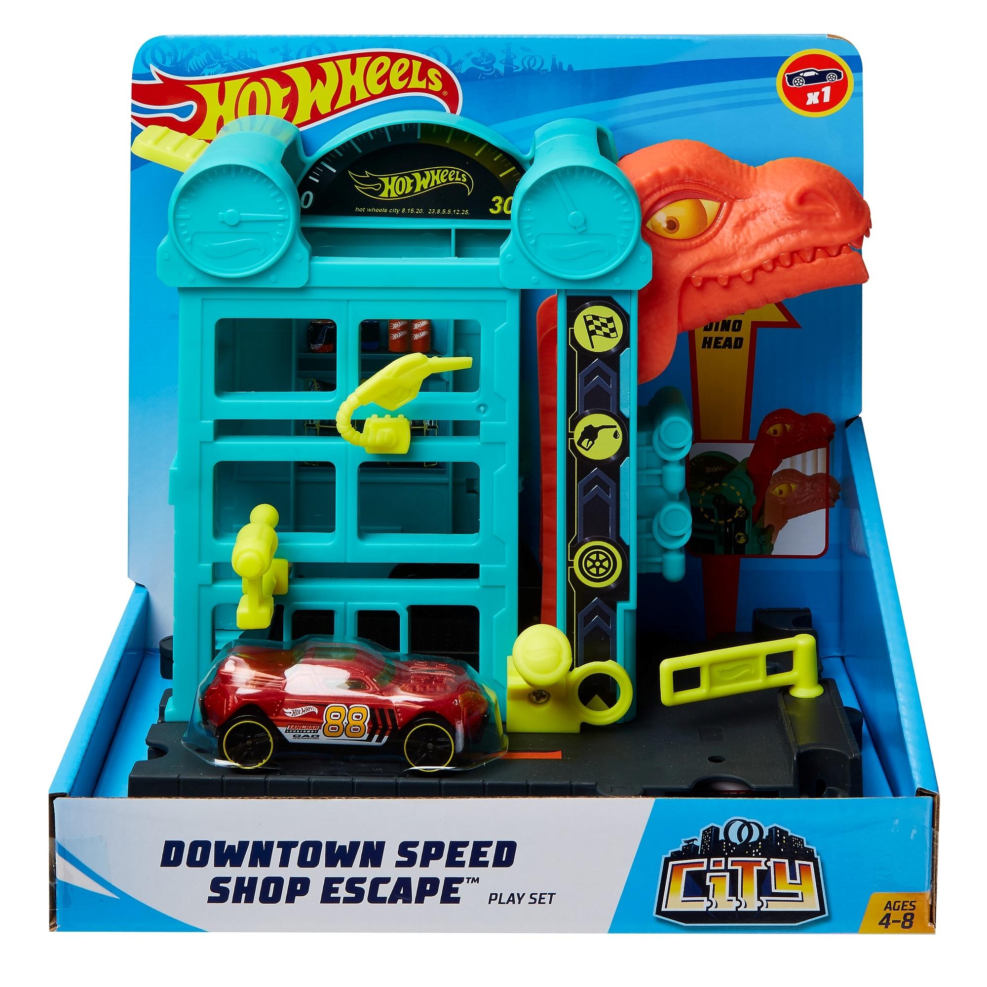 (99) Hot Wheels® Downtown Speed Shop Escape™ Play Set