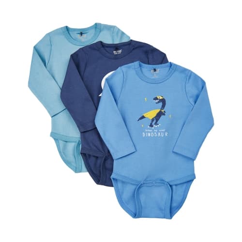Långärmade body 3-pack, Blå