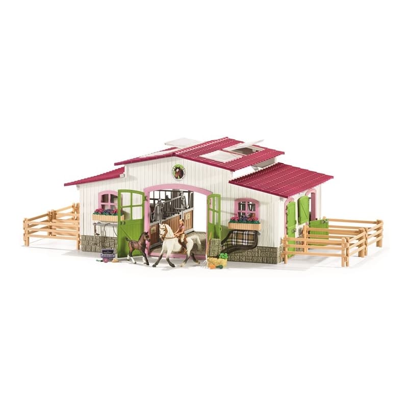 Schleich Ridcenter med ryttare och hästar