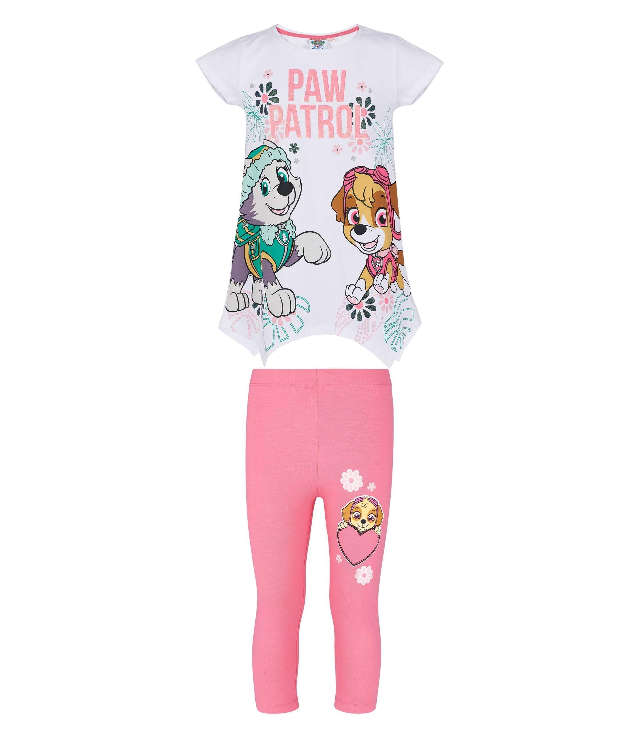 Paw Patrol T-skjorte og Leggings Set, Hvit/Rosa