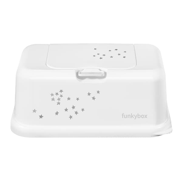 Funkybox White Little Stars - Hvid opbevaringsboks til vådservietter