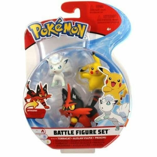 Pokemon Battle Figure Set 3-Pack Pikachu, Alolan Vulpix & Torracat