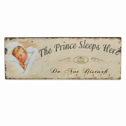 Plåtskylt till barnummet: THE PRINCE SLEEPS HERE