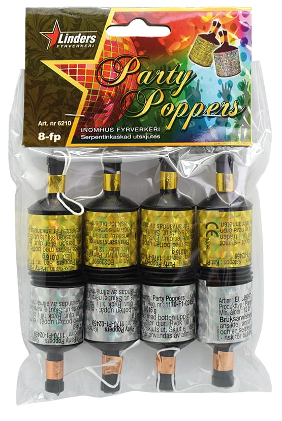 PARTYPOPPERS guld/silver, 8-Pack