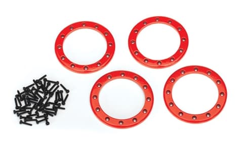 TRX-8168R Alu Beadlock Rings 2.2 tommer rød (4)