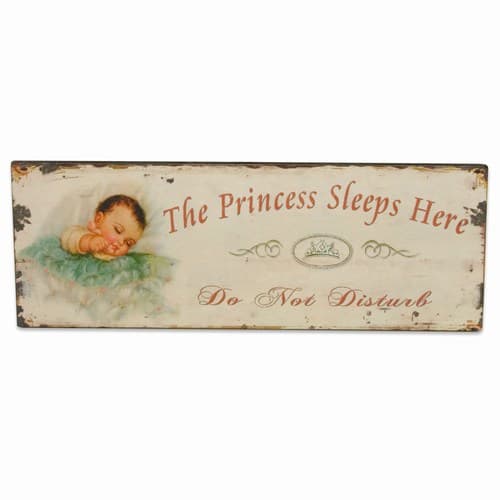 Plåtskylt till barnummet: THE PRINCESS SLEEPS HERE