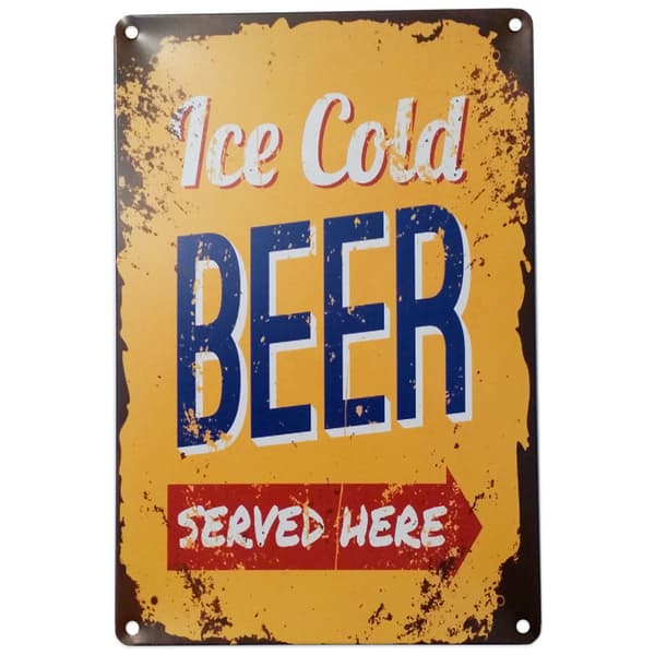Metallskilt: Ice Cold Beer, 20x30