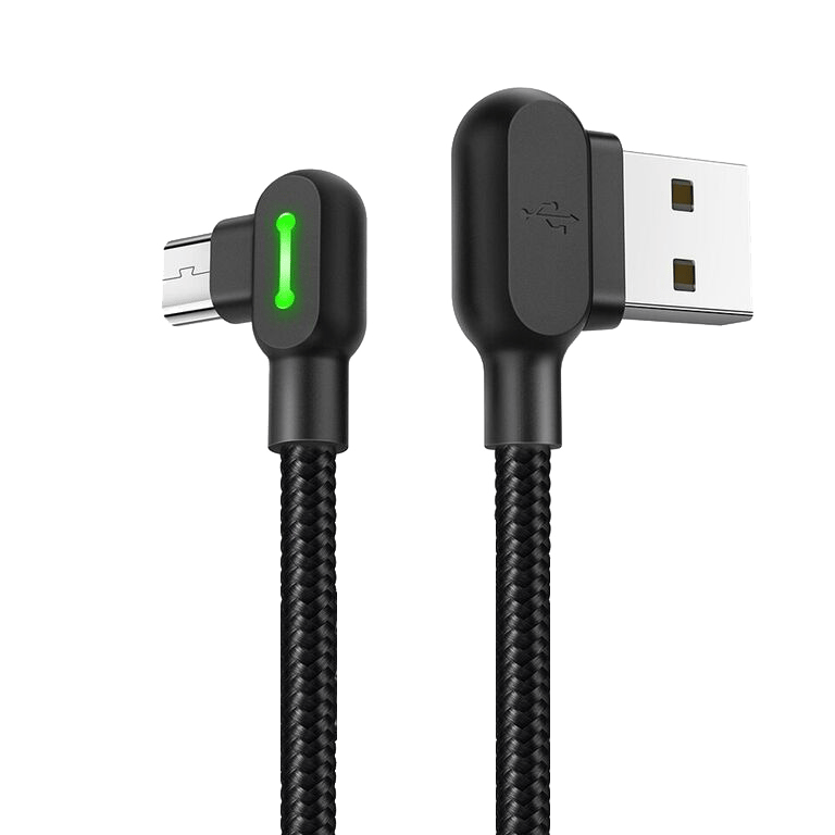 Mcdodo Micro-USB cable, 0,5m, angled connector, braided, black