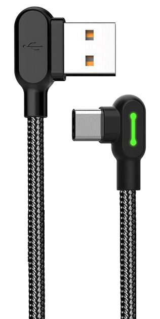 Mcdodo USB-C cable, 1,8m, angled connector, braided, black