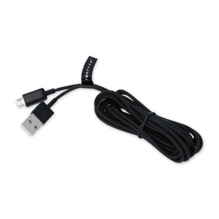 Kabel microUSB, 3 meter Svart Bulk