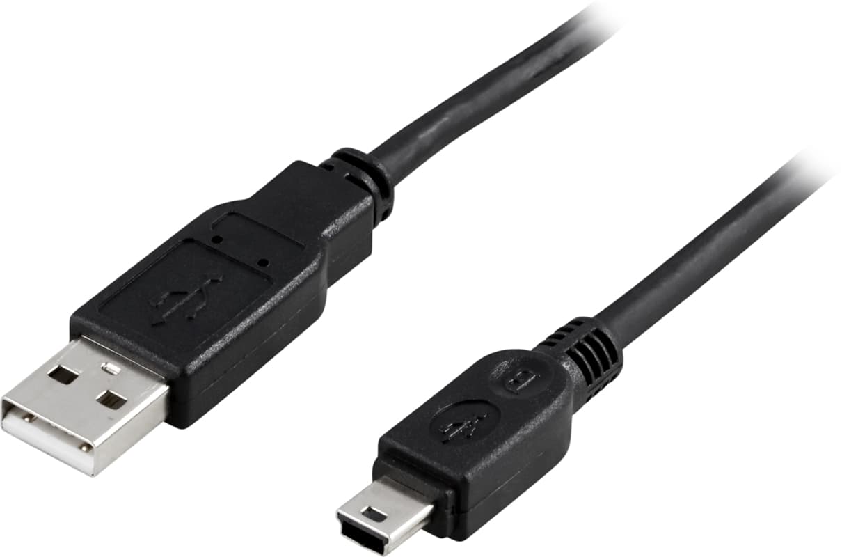 DELTACO USB 2.0 -kaapeli Type A uros - Type Mini B uros, 2m, musta